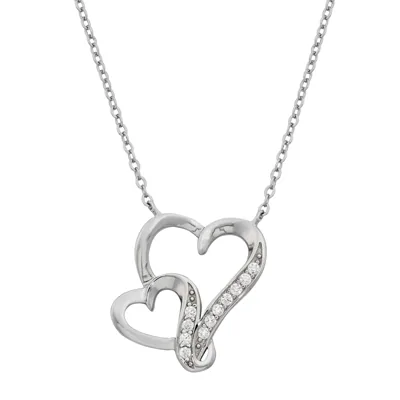 Gargantilla en plata Ley 925, Corazón, con zircones, 45 cm. de largo, 1 mm. de ancho, de la coleccion Sueños