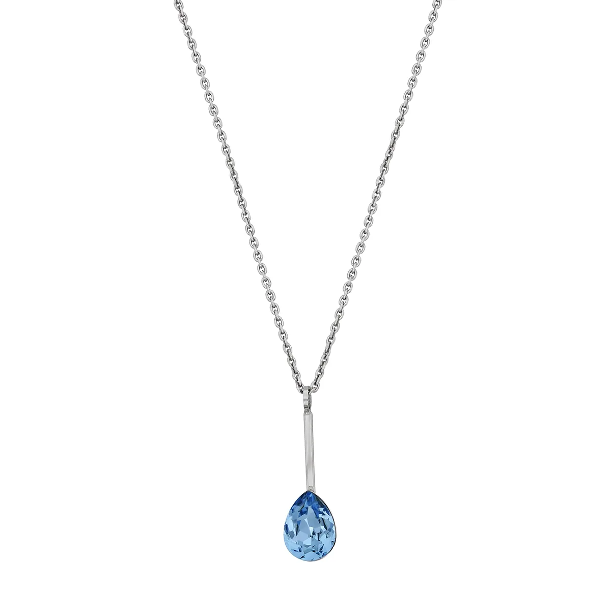 Gargantilla en plata Ley 925, Bisel, con cristal central, 42 cm. de largo, 1 mm. de ancho, de la coleccion Sueños