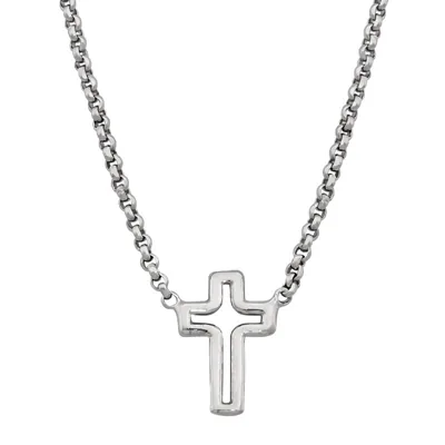 Gargantilla en plata Ley 925, Cruz, 40 cm. de largo, 1 mm. de ancho, de la coleccion Sueños