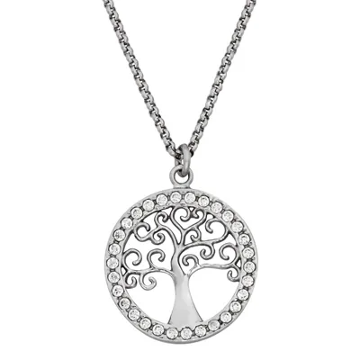 Gargantilla en plata Ley 925, Árbol, con cristales, 45 cm. de largo, 1 mm. de ancho, de la coleccion Sueños