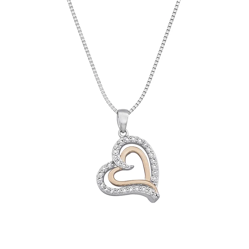 Gargantilla en plata Ley 925, Corazón, con cristales, 50 cm. de largo, 1 mm. de ancho, de la coleccion Sueños