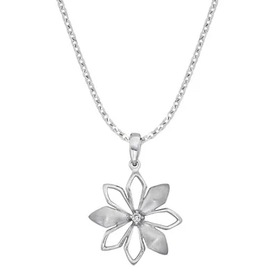 Gargantilla en plata Ley 925, Flores, con cristales, 50 cm. de largo, 1 mm. de ancho, de la coleccion Sueños