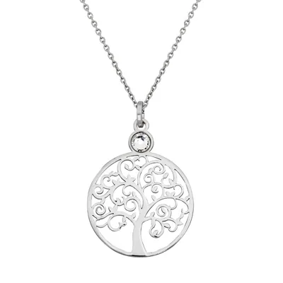 Gargantilla en plata Ley 925, Árbol, con cristal central, 42 cm. de largo, 1 mm. de ancho, de la coleccion Sueños