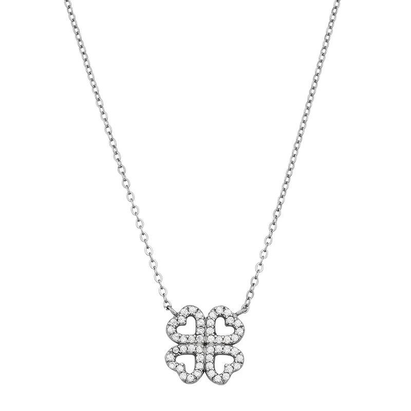 Gargantilla en plata Ley 925, Flores, con cristales, 45 cm. de largo, 1 mm. de ancho, de la coleccion Sueños
