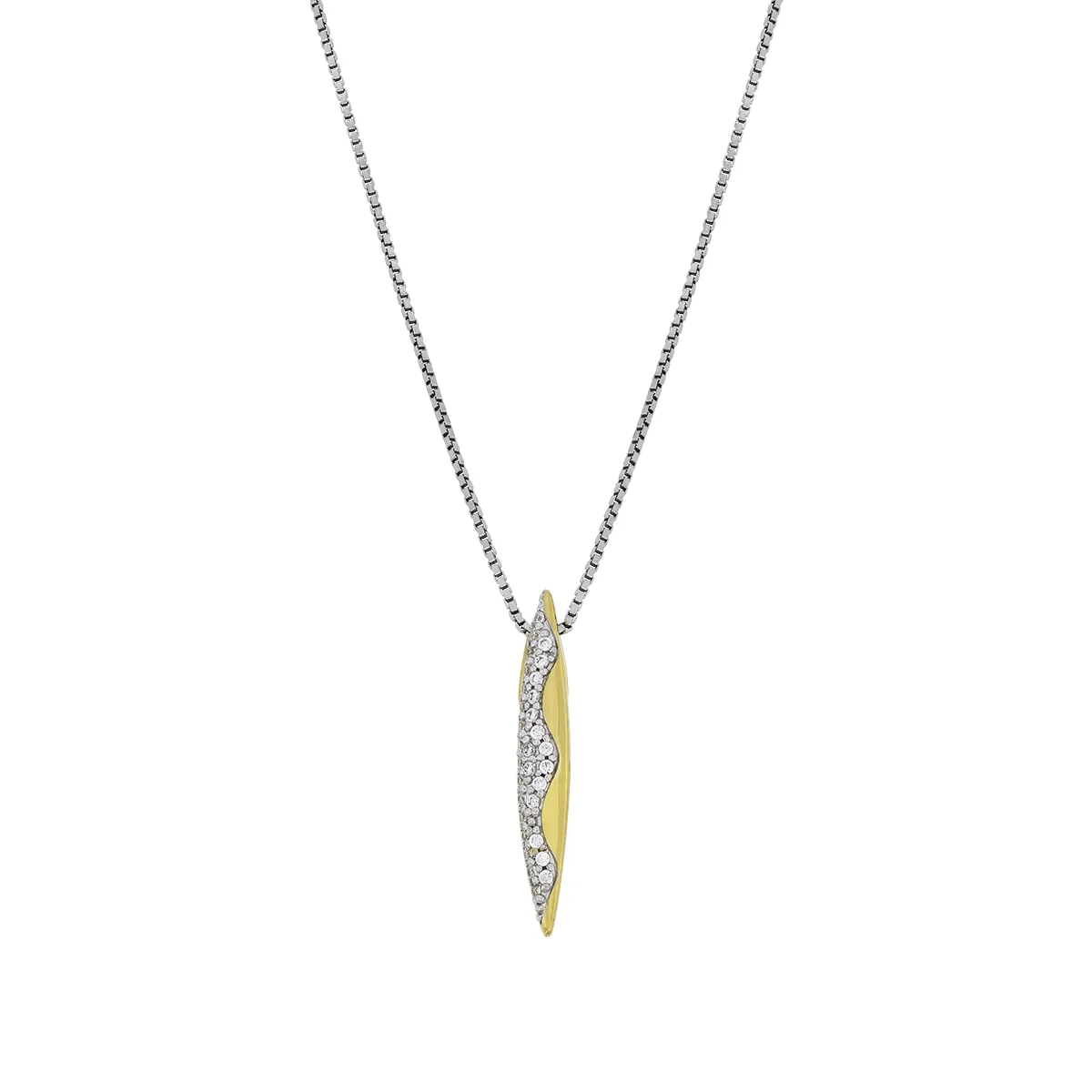 Gargantilla en plata Ley 925, Hoja, con zircones, 50 cm. de largo, 1 mm. de ancho, de la coleccion Sueños