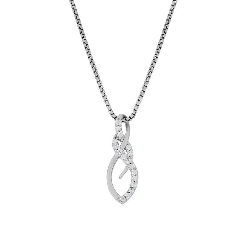 Gargantilla en plata Ley 925, Franjas, con zircones, 50 cm. de largo, 1 mm. de ancho, de la coleccion Sueños