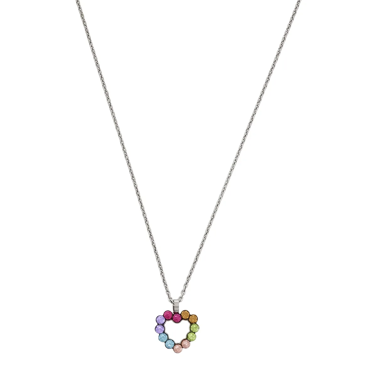 Gargantilla en plata Ley 925, Corazón, con cristales, 42 cm. de largo, 1 mm. de ancho, de la coleccion Sueños