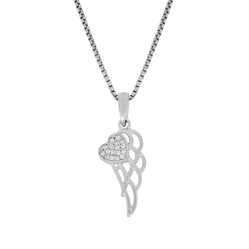 Gargantilla en plata Ley 925, Corazón, con zircones, 50 cm. de largo, 1 mm. de ancho, de la coleccion Sueños