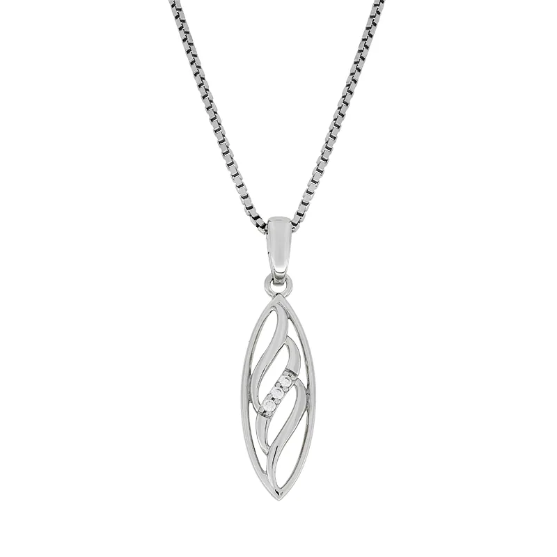 Gargantilla en plata Ley 925, Hoja, con zircones, 50 cm. de largo, 1 mm. de ancho, de la coleccion Sueños