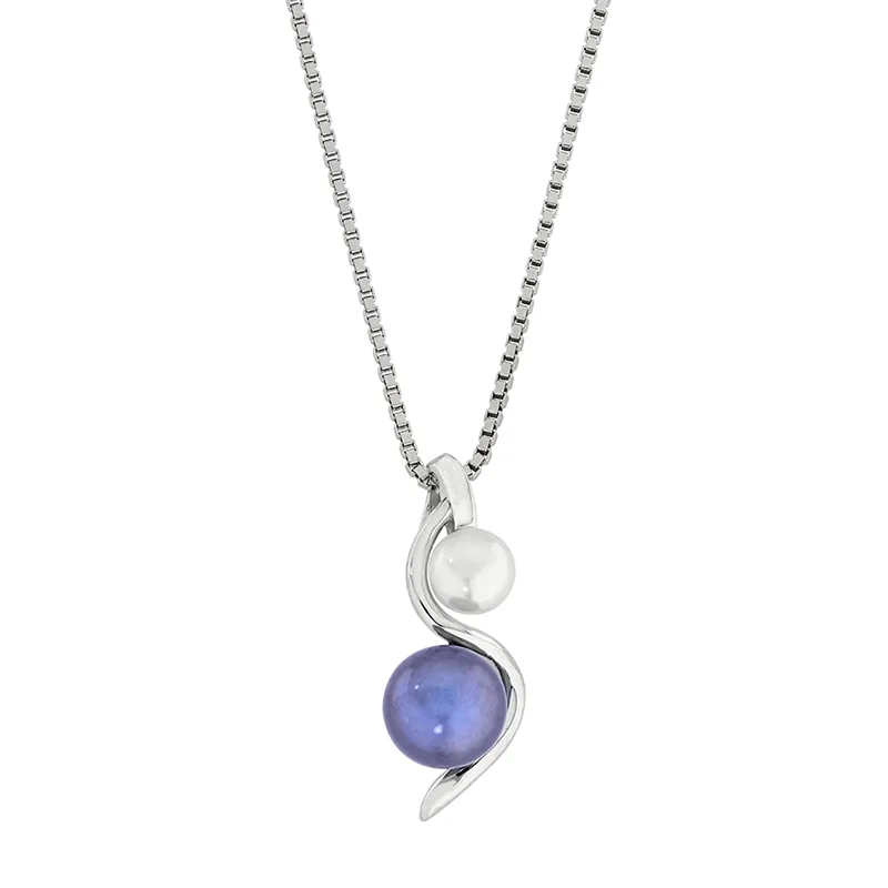 Gargantilla en plata Ley 925, Onda, con perla sintéticas, 50 cm. de largo, 1 mm. de ancho, de la coleccion Sueños