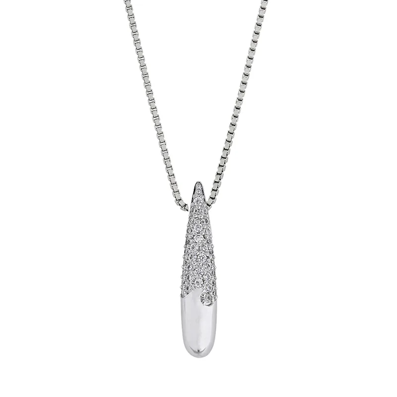 Gargantilla en plata Ley 925, Lágrima, con cristales, 50 cm. de largo, 1 mm. de ancho, de la coleccion Sueños