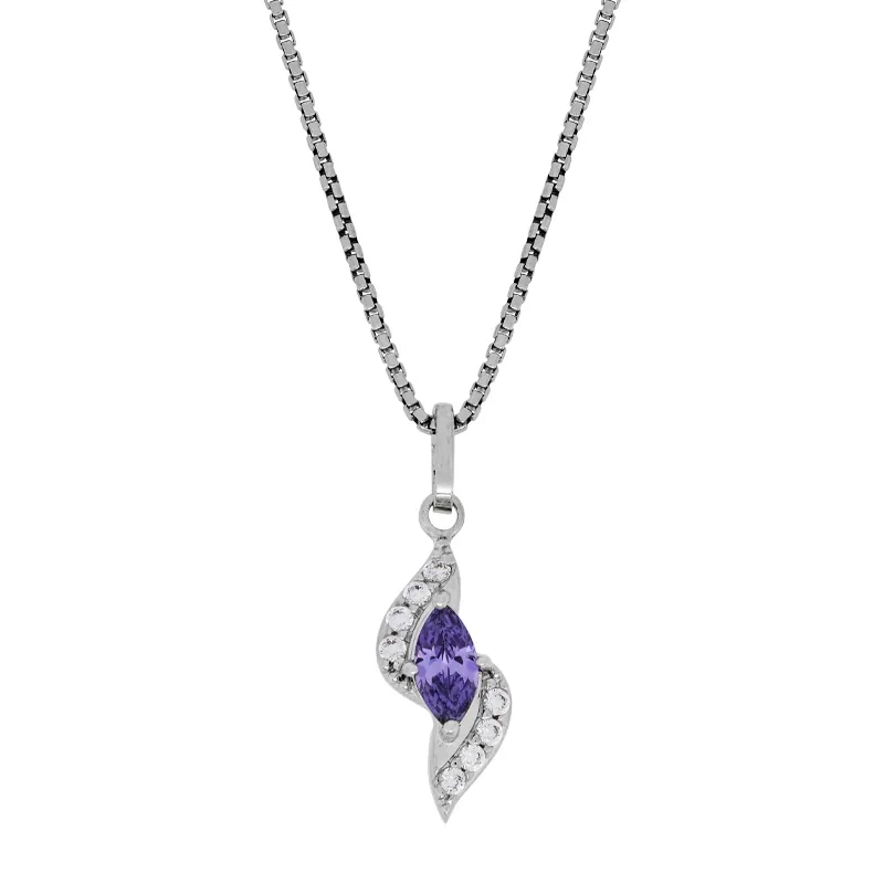 Gargantilla en plata Ley 925, Veneciana, con zircon col central y decoración en zircones, 50 cm. de largo, 1 mm. de ancho, de la coleccion Sueños