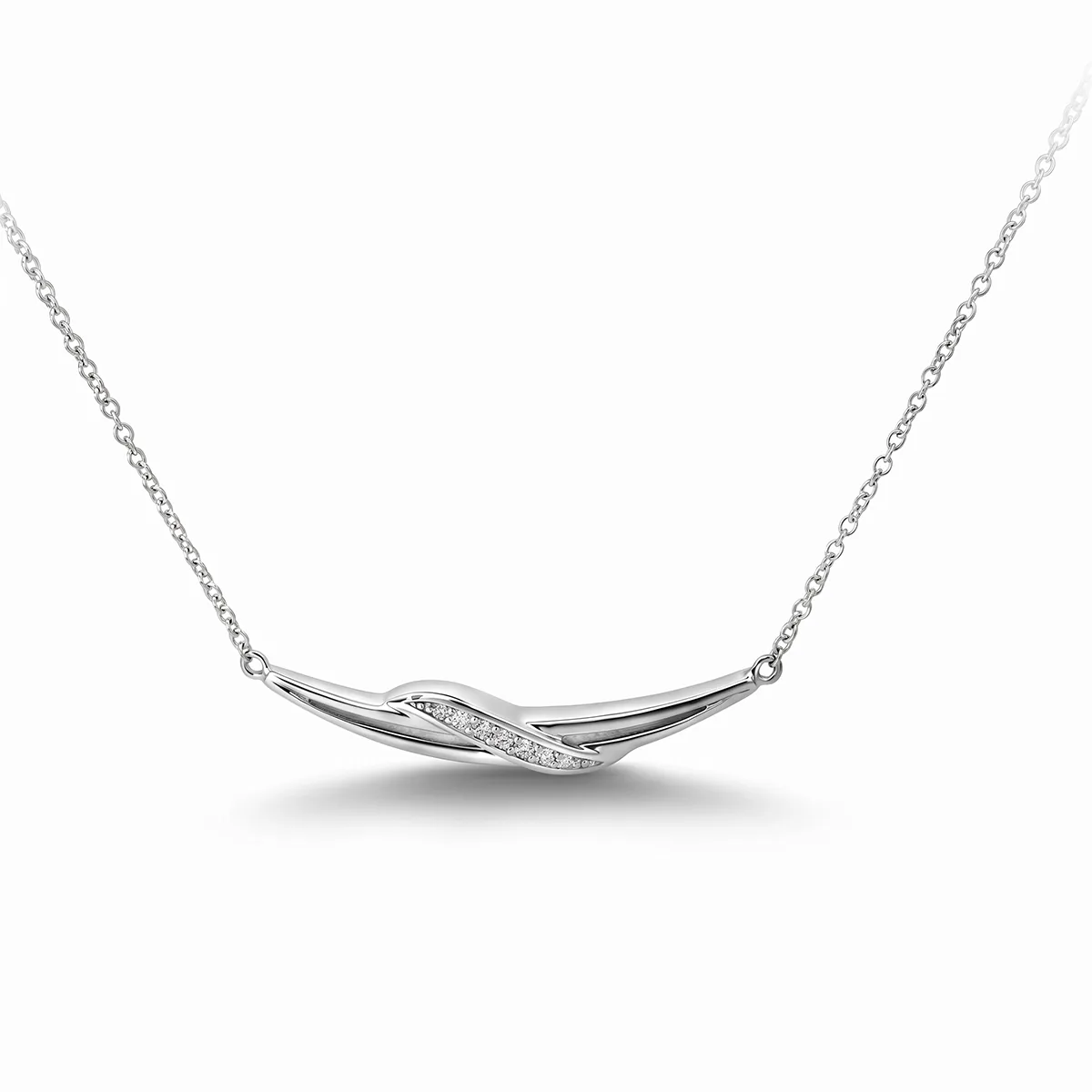 Gargantilla en plata Ley 925, Franjas, con diamante de laboratorio de 0.10 Ct, 40 cm. de largo, 1 mm. de ancho, de la coleccion Sueños