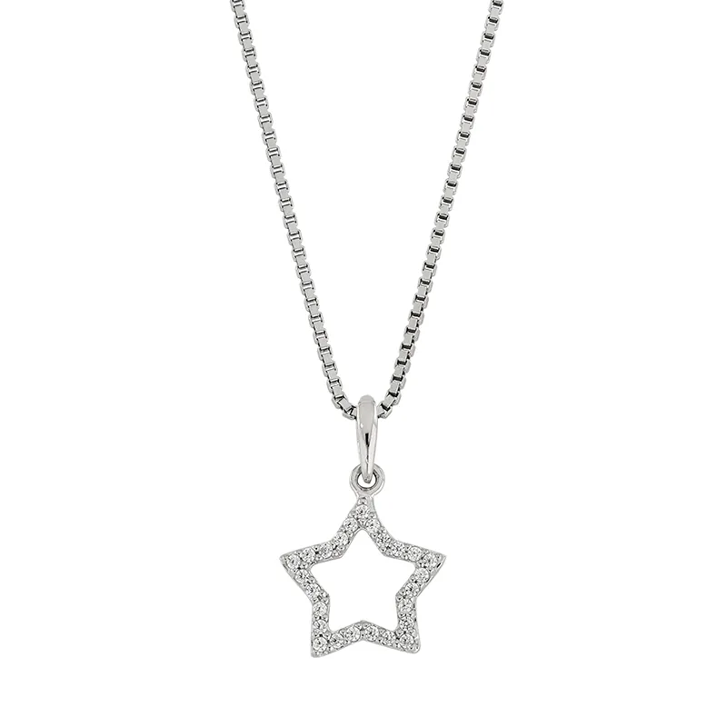 Gargantilla en plata Ley 925, Estrella, con cristales, 50 cm. de largo, 1 mm. de ancho, de la coleccion Sueños