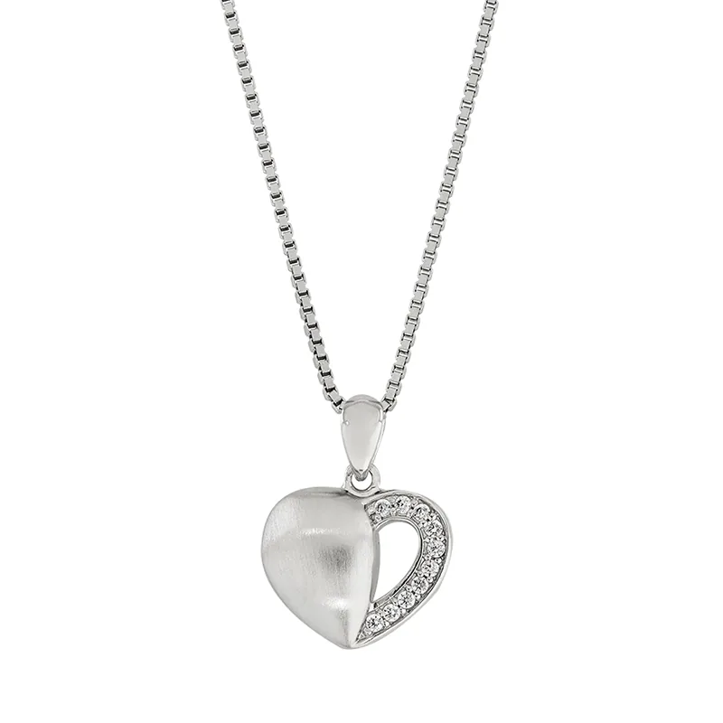 Gargantilla en plata Ley 925, Corazón, con cristales, 50 cm. de largo, 1 mm. de ancho, de la coleccion Sueños
