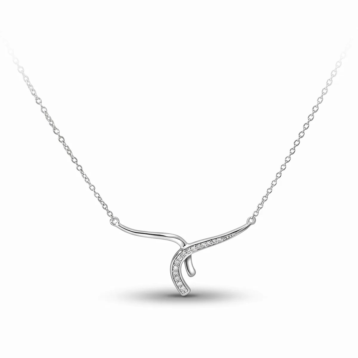 Gargantilla en plata Ley 925, Onda, con diamante de laboratorio de 0.18 Ct, 40 cm. de largo, 1.50 mm. de ancho, de la coleccion Sueños