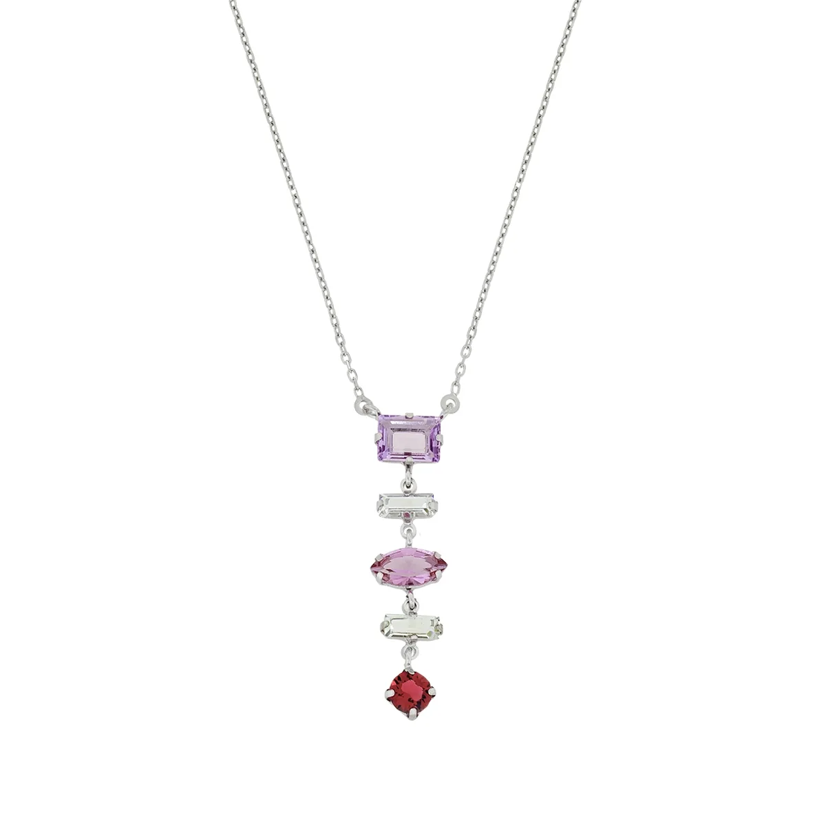 Gargantilla en plata Ley 925, Uñas, con cristales, 41 cm. de largo, 1 mm. de ancho, de la coleccion Sueños