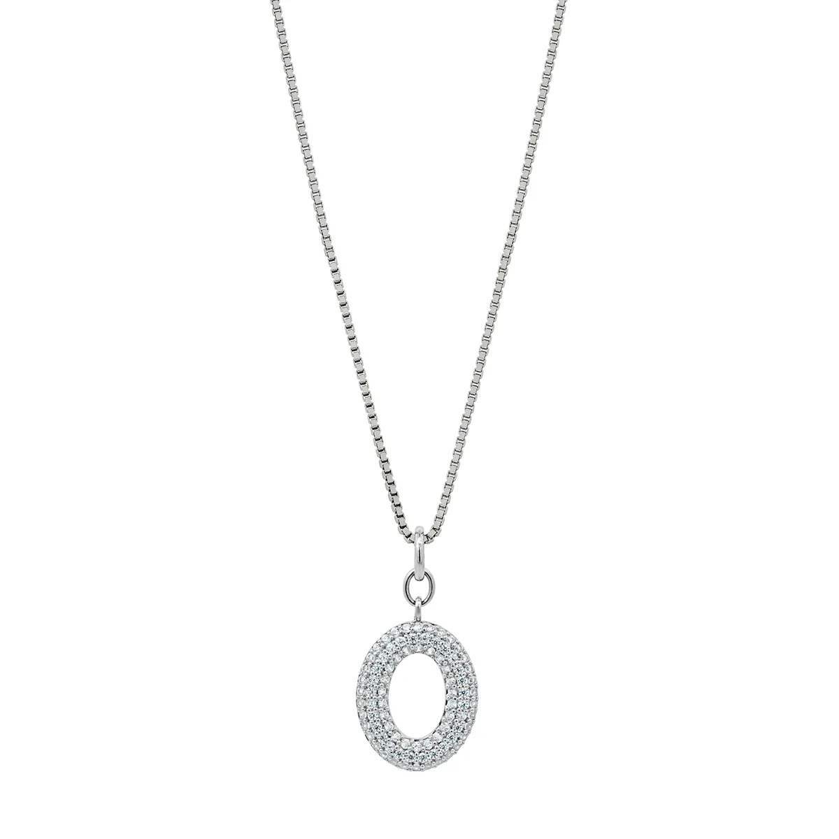 Gargantilla en plata Ley 925, Figuras geométricas, con zircones, 50 cm. de largo, 1 mm. de ancho, de la coleccion Sueños