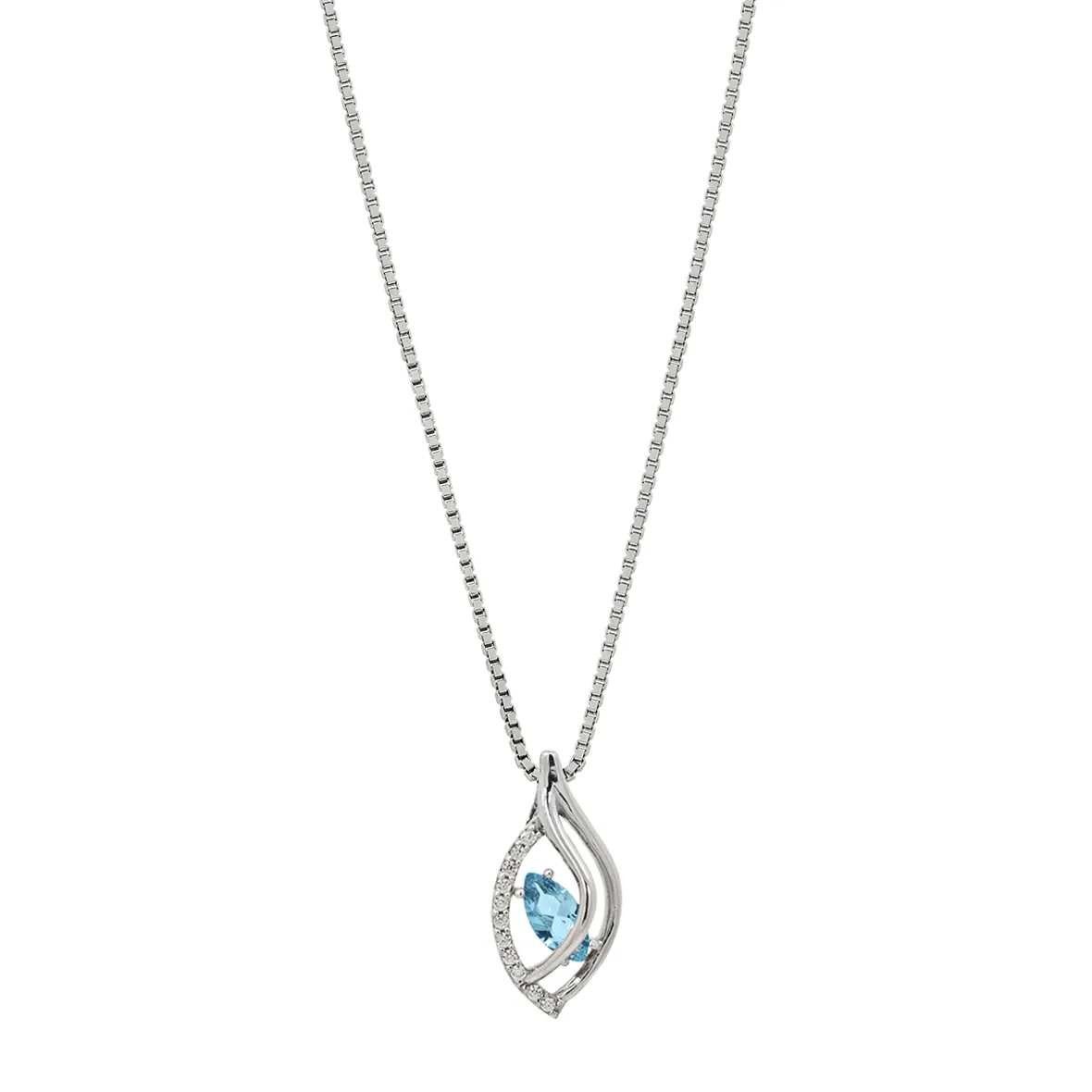 Gargantilla en plata Ley 925, Hoja, con zircón col central y decoración en zircones, 50 cm. de largo, 1 mm. de ancho, de la coleccion Sueños