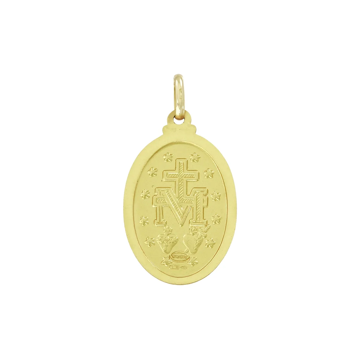 Medalla en oro amarillo de 18 Kilates satinado, Virgen