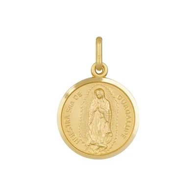 Medalla de la Virgen de Guadalupe en oro amarillo de 18 Kilates satinado
