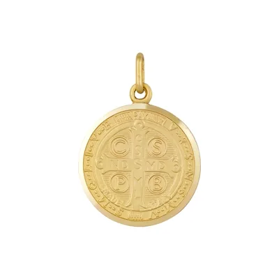 Medalla de San Benito en oro amarillo de 18 Kilates satinado