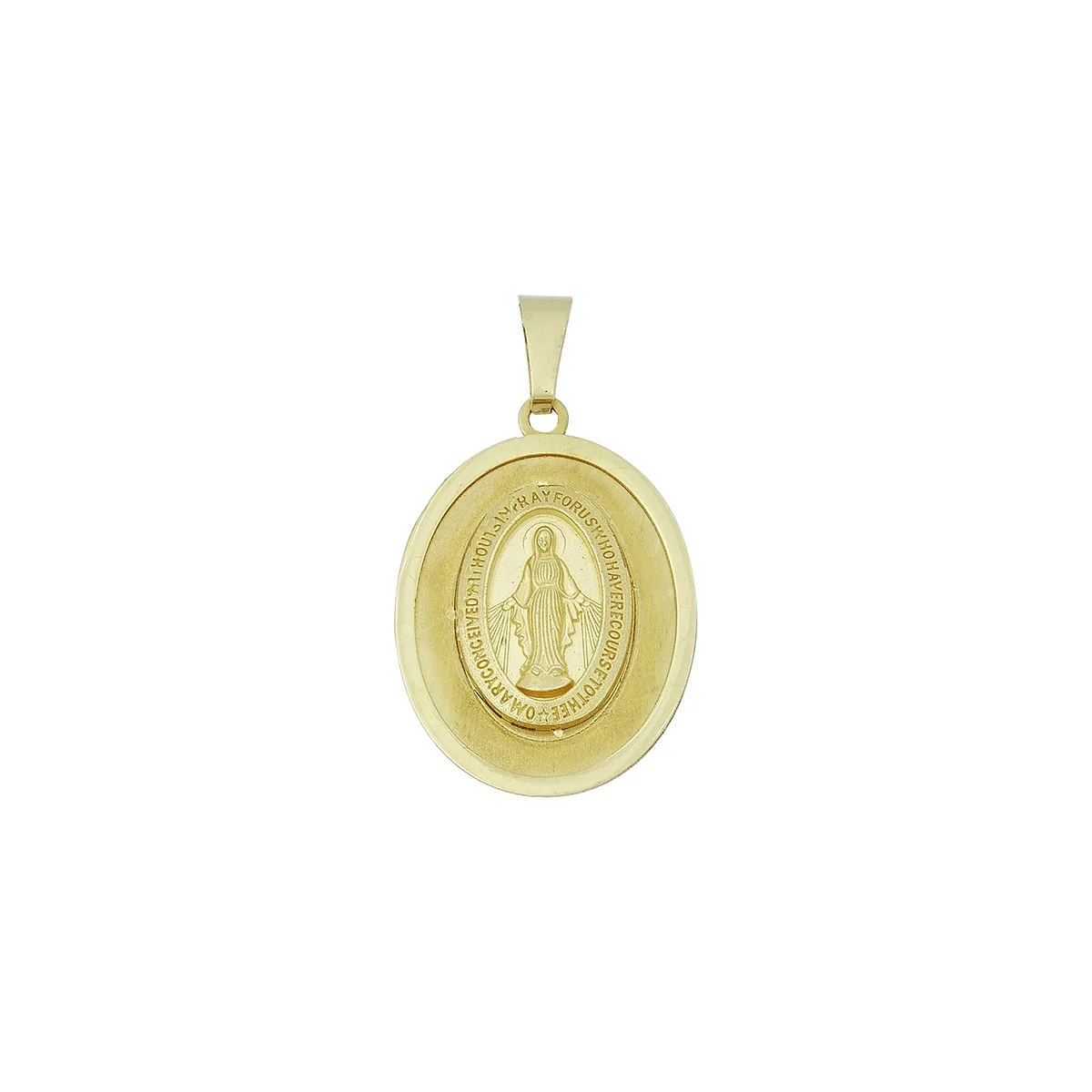 Medalla de la Virgen Milagrosa en oro amarillo de 18 Kilates satinado