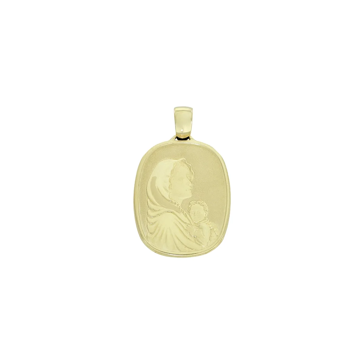 Medalla de la Virgen en oro amarillo de 18 Kilates satinado