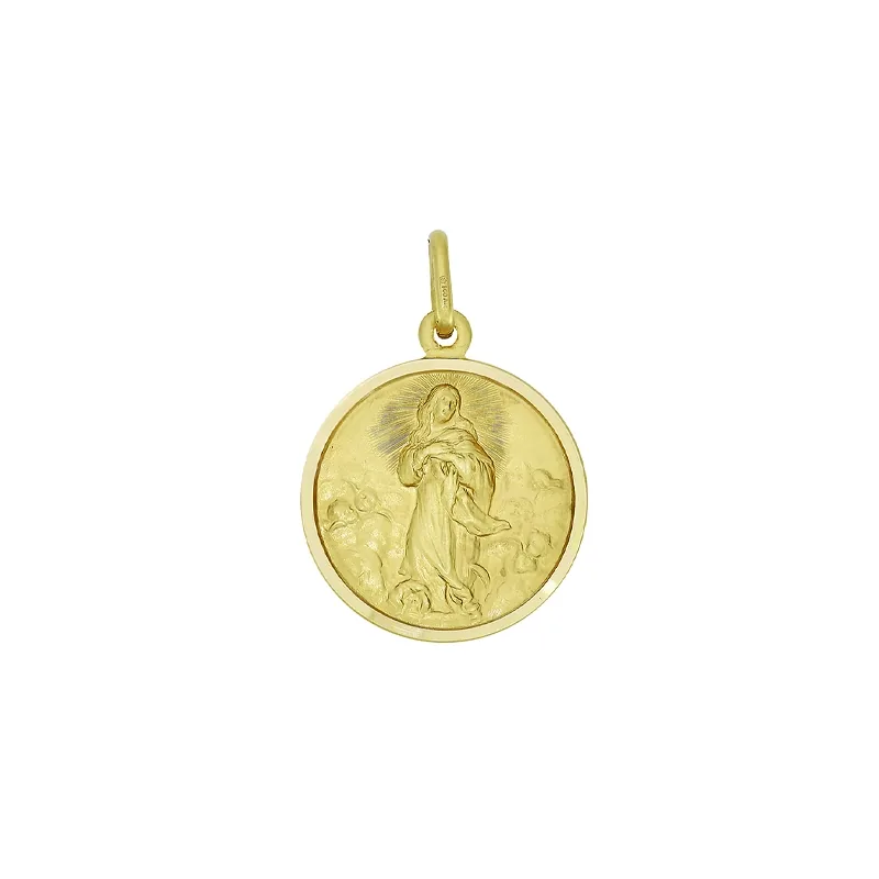 Medalla de María Inmaculada en oro amarillo de 18 Kilates satinado