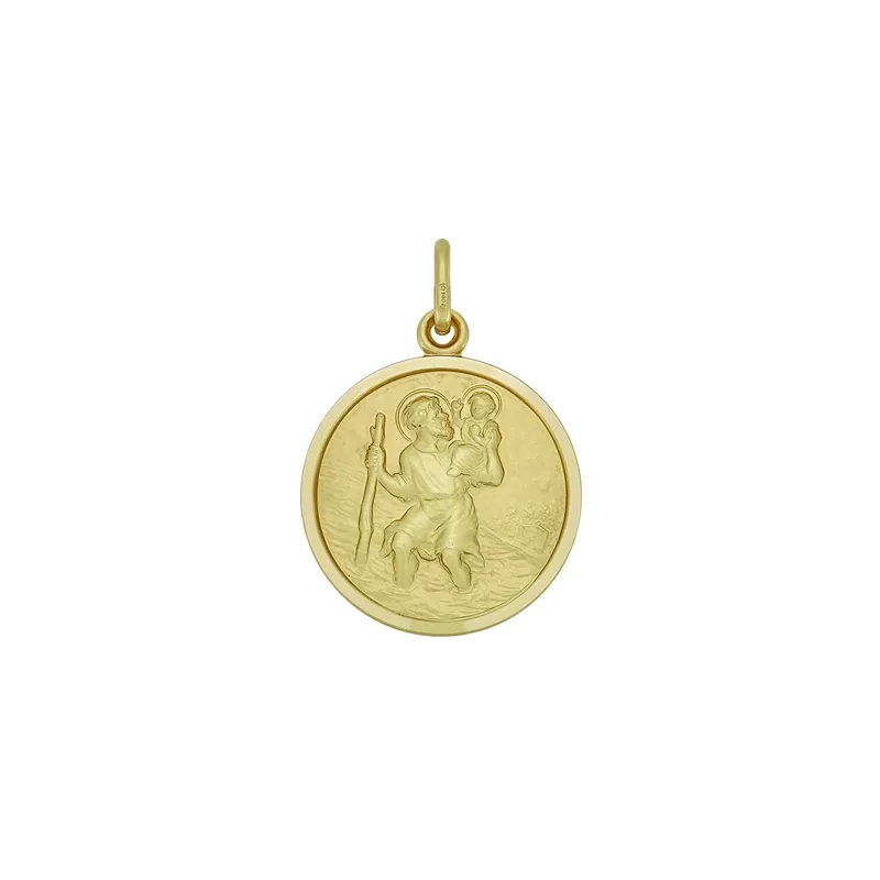 Medalla de San Cristobal en oro amarillo de 18 Kilates satinado
