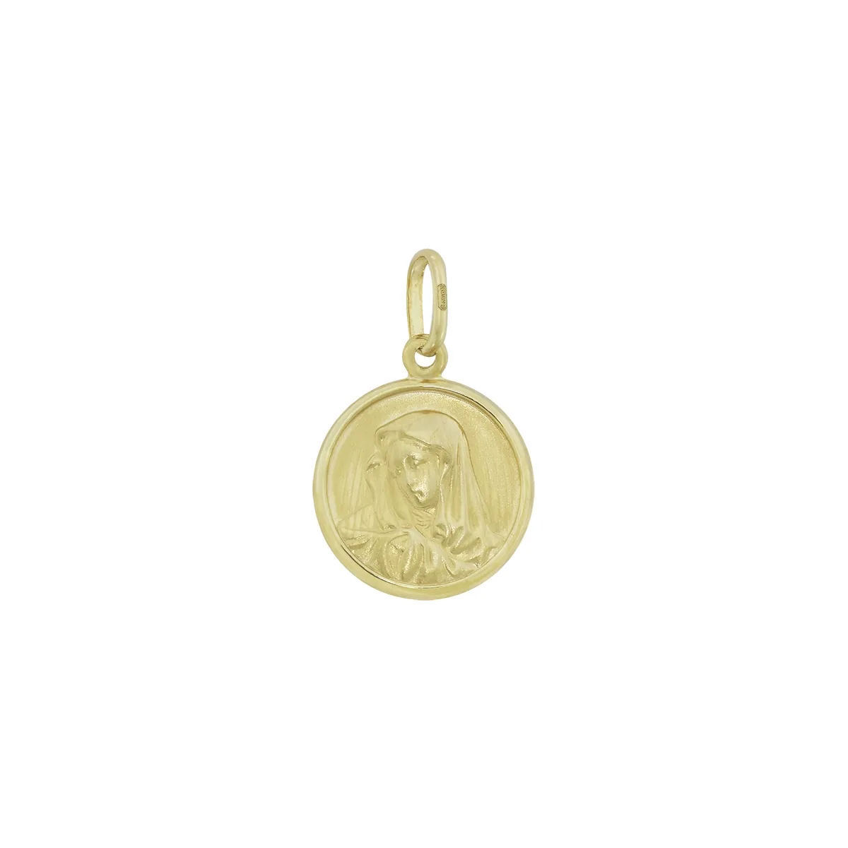Medalla en oro amarillo de 18 Kilates satinado, Virgen