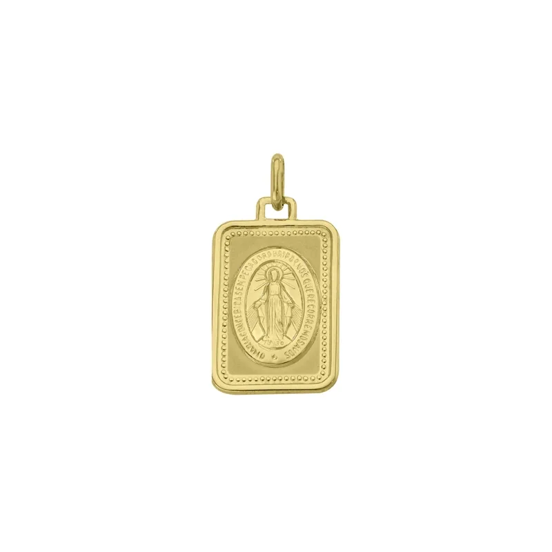 Medalla de la Virgen Milagrosa en oro amarillo de 18 Kilates con visos satinado