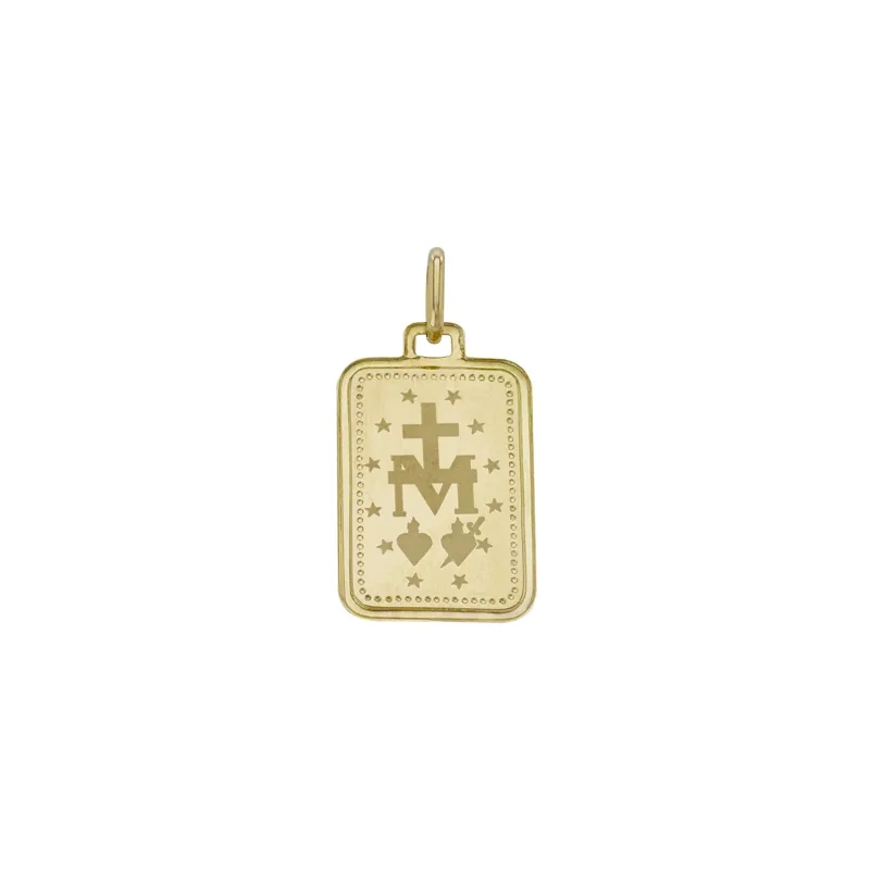 Medalla de la Virgen Milagrosa en oro amarillo de 18 Kilates con visos satinado
