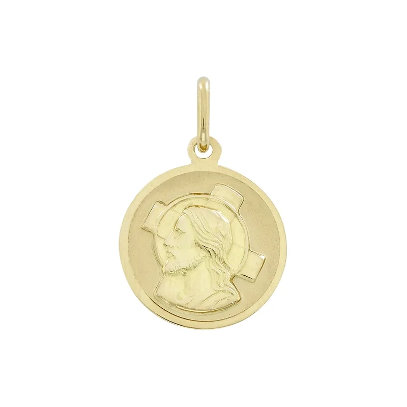 Medalla de Cristo en oro amarillo de 18 Kilates satinado