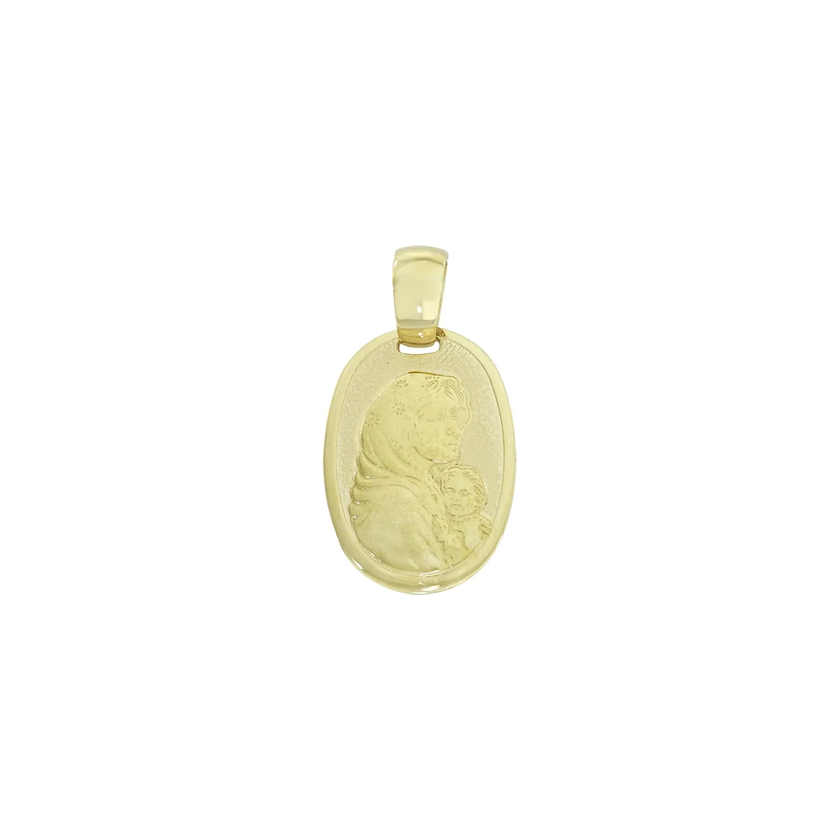 Medalla de la Virgen en oro amarillo de 18 Kilates satinado