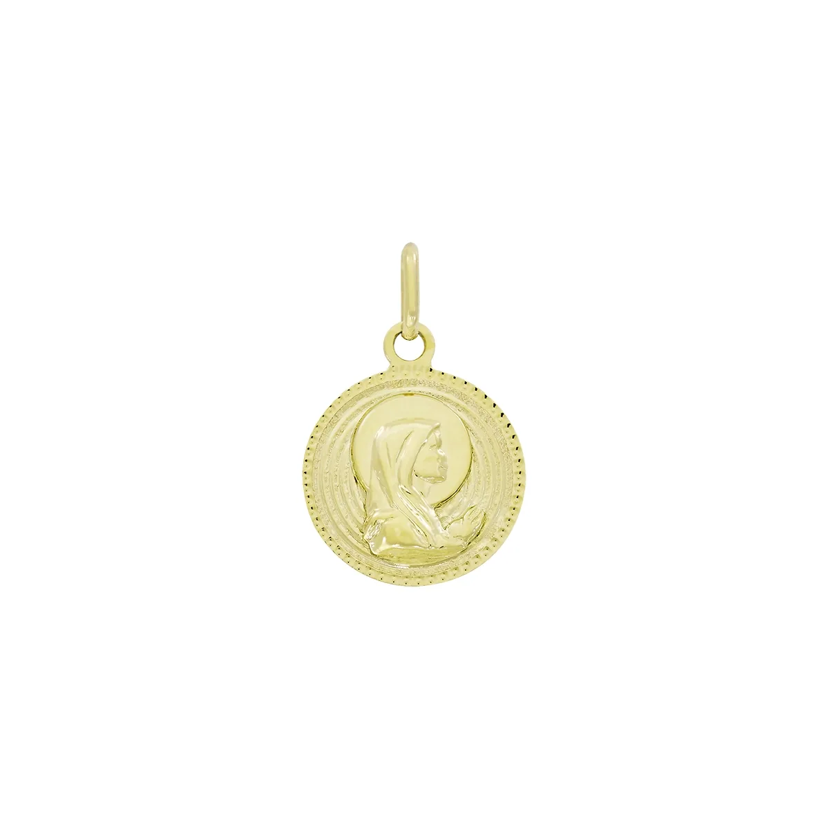 Medalla de la Virgen en oro amarillo de 18 Kilates con visos