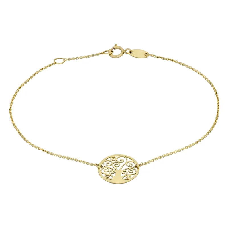 Pulsera de árbol de la vida en oro amarillo de 18 Kilates