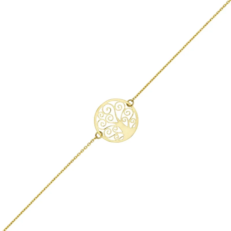 Pulsera de árbol de la vida en oro amarillo de 18 Kilates