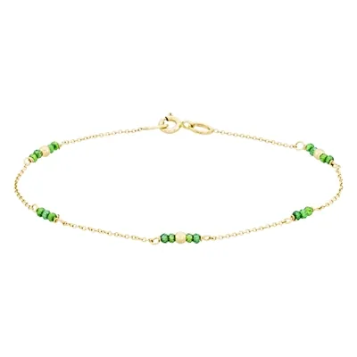 Pulsera en oro amarillo de 18 Kilates, con cuarzos, 18 cm. de largo, 1 mm. de ancho