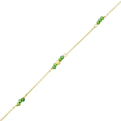 Pulsera en oro amarillo de 18 Kilates, con cuarzos, 18 cm. de largo, 1 mm. de ancho