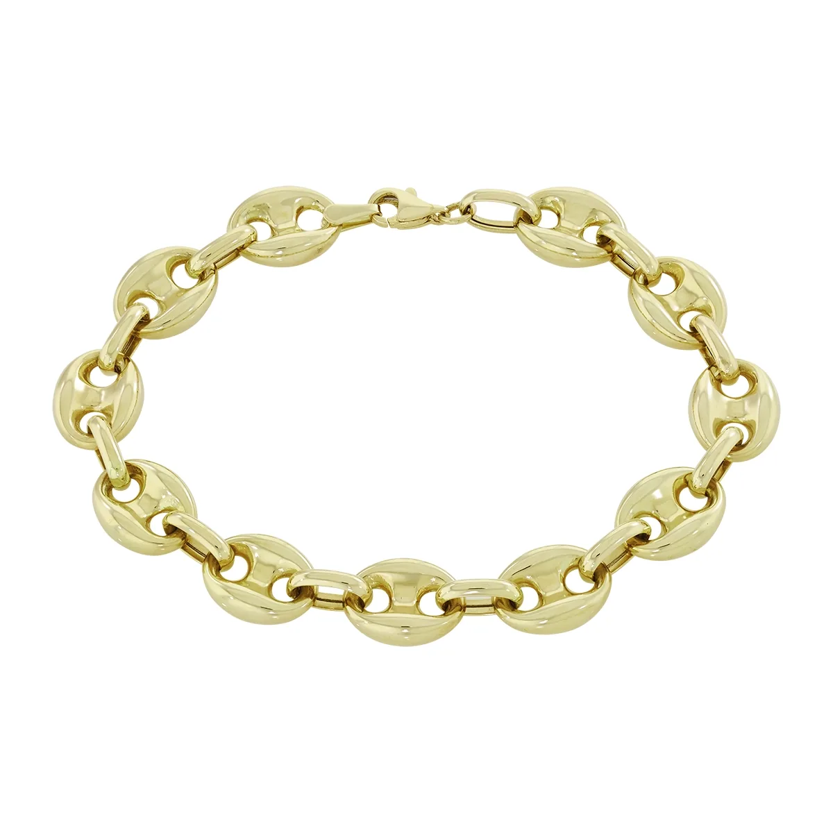 Pulsera en oro amarillo de 18 Kilates, 19 cm. de largo, 9 mm. de ancho