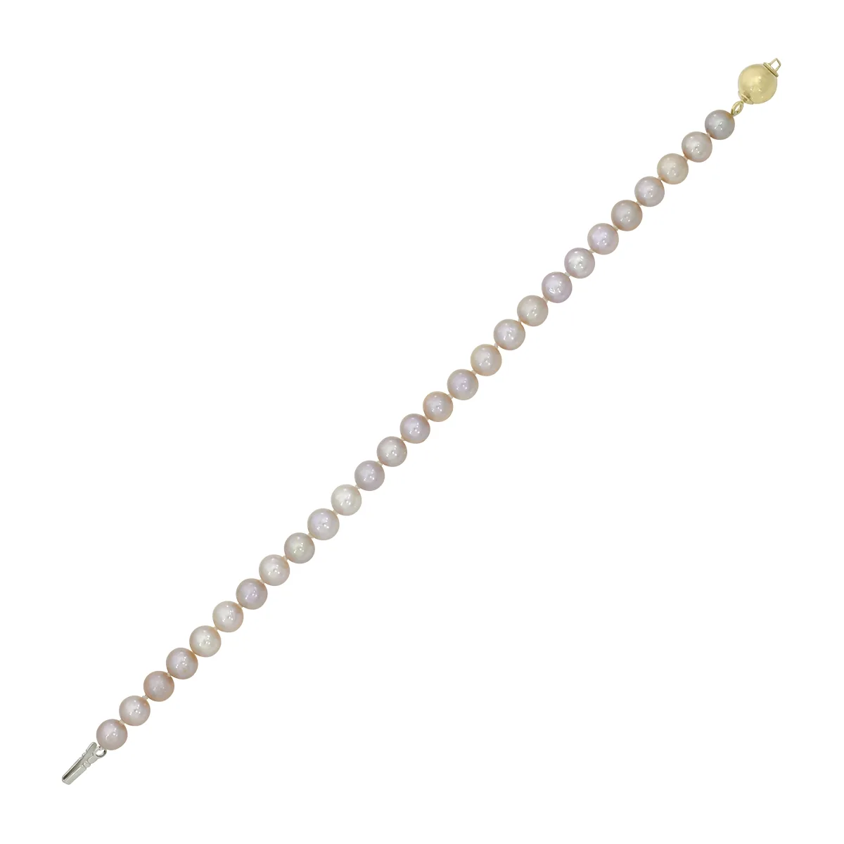 Pulsera con perlas centrales de 6 mm de ancho aprox con broche en oro amarillo de 18 Kilates, 19 cm. de largo