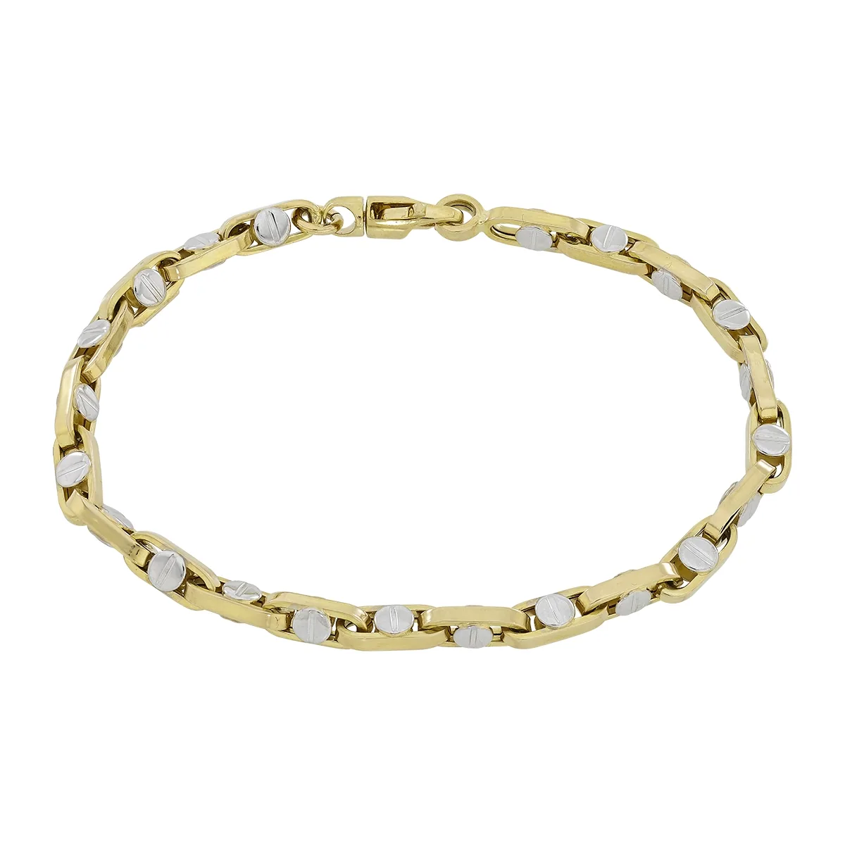 Pulsera en oro amarillo de 18 Kilates, 21 cm. de largo, 4 mm. de ancho
