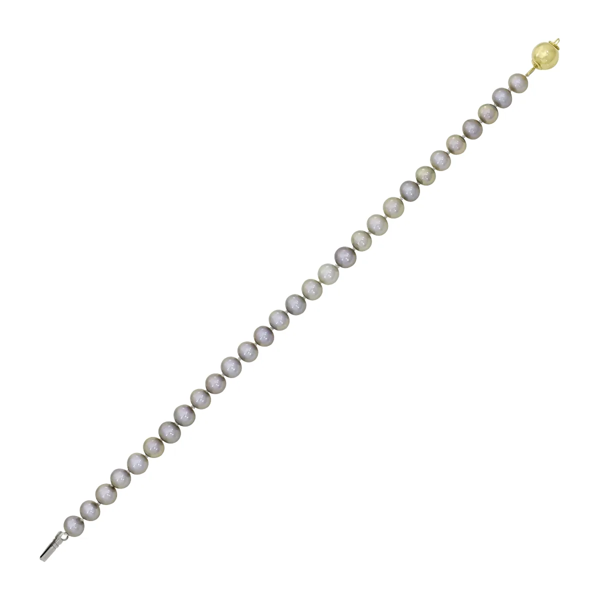 Pulsera con perlas de 6 mm de ancho aprox con broche en oro amarillo de 18 Kilates, 19 cm. de largo