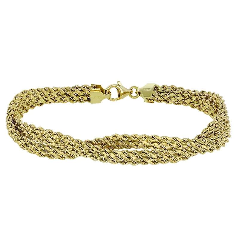 Pulsera en oro amarillo de 18 Kilates, 19 cm. de largo, 6 mm. de ancho