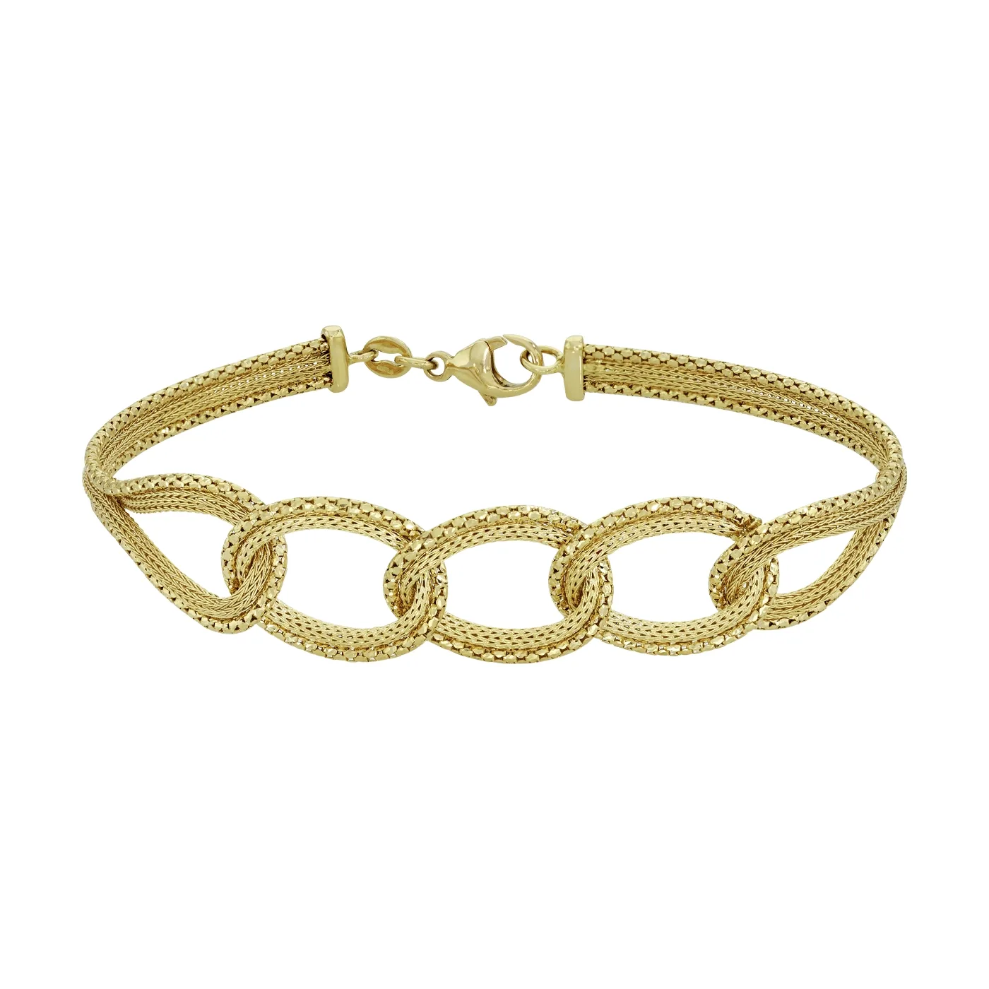 Pulsera en oro amarillo de 18 Kilates con visos, 19 cm. de largo, 4.50 mm. de ancho