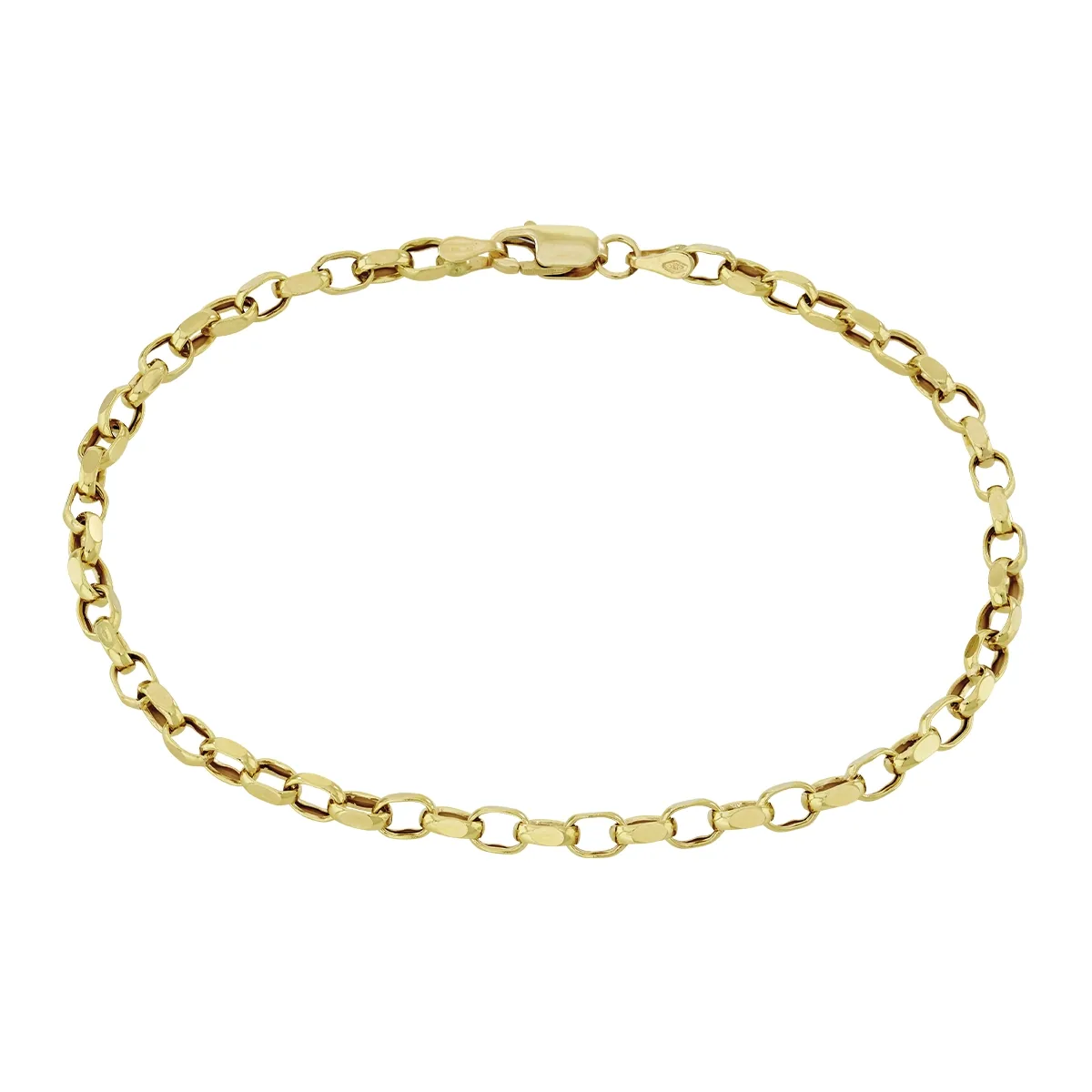 Pulsera en oro amarillo de 18 Kilates, 21 cm. de largo, 3 mm. de ancho