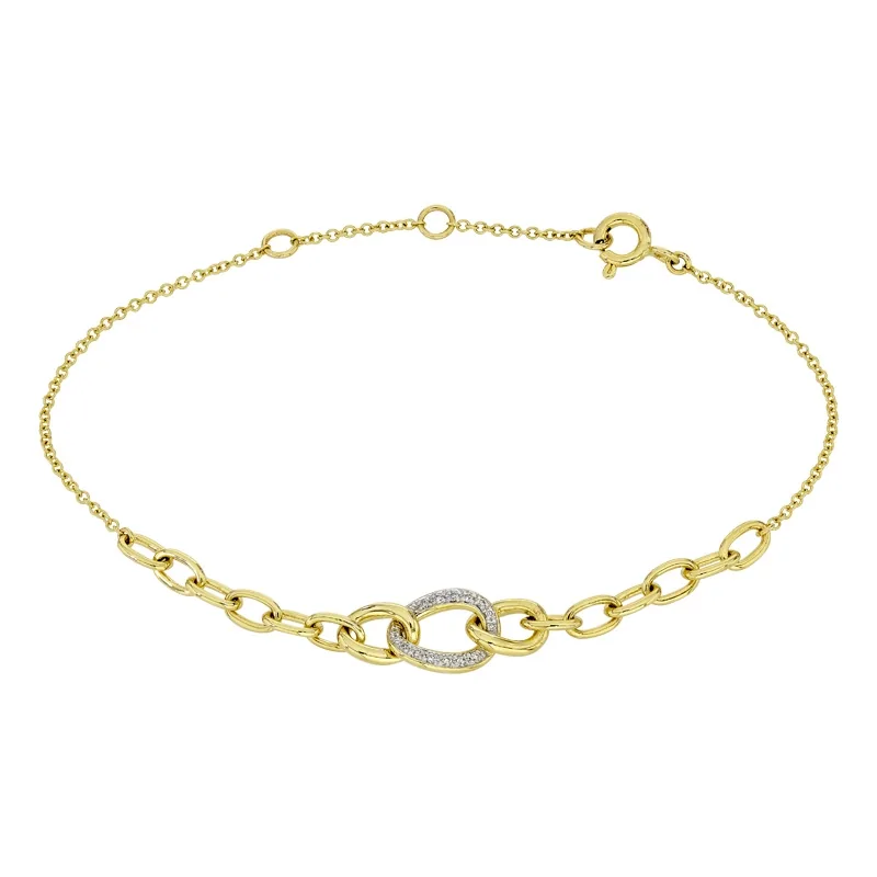 Pulsera en oro amarillo de 18 Kilates, con diamantes de 0.06 Ct, 16 cm. de largo, 0.50 mm. de ancho