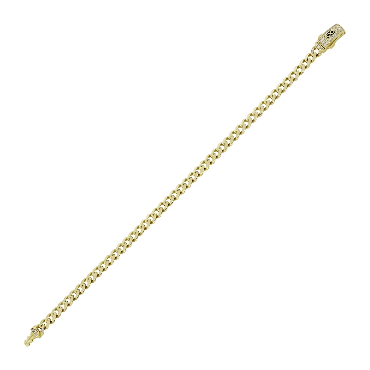 Pulsera en oro amarillo de 18 Kilates, con zircones, 19 cm. de largo, 5 mm. de ancho