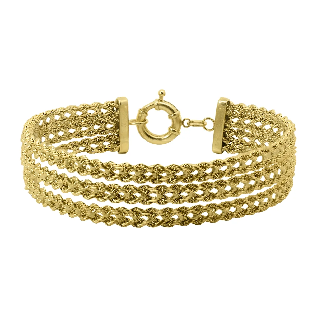 Pulsera en oro amarillo de 18 Kilates, 17 cm. de largo, 12 mm. de ancho